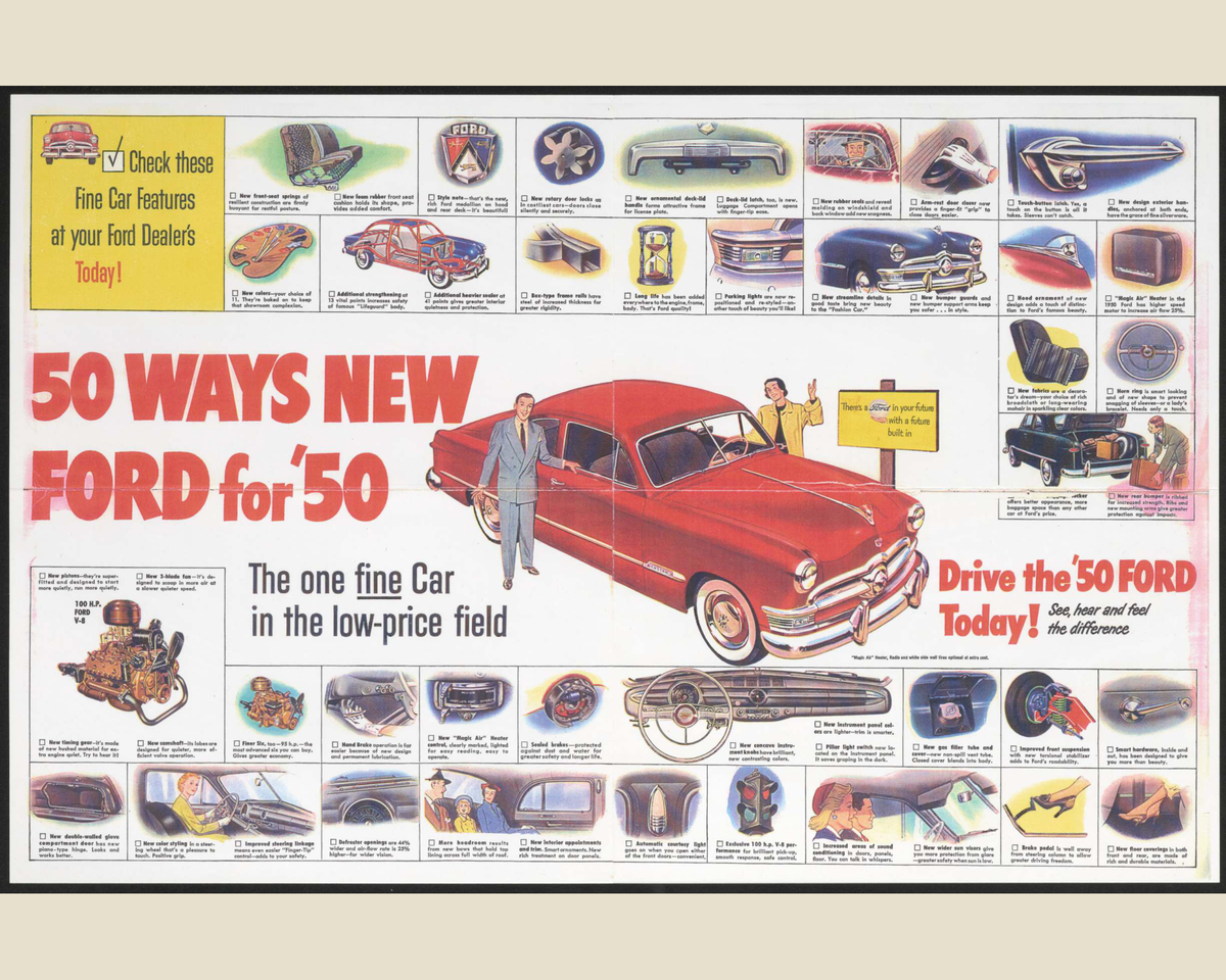 1950 Ford Cars Brochure Page 3 0050-0000 — 16×20 proportions