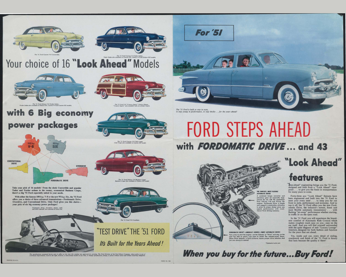 1951 Ford Car Line Brochure Page 3 0051-0010 — 16×20 proportions