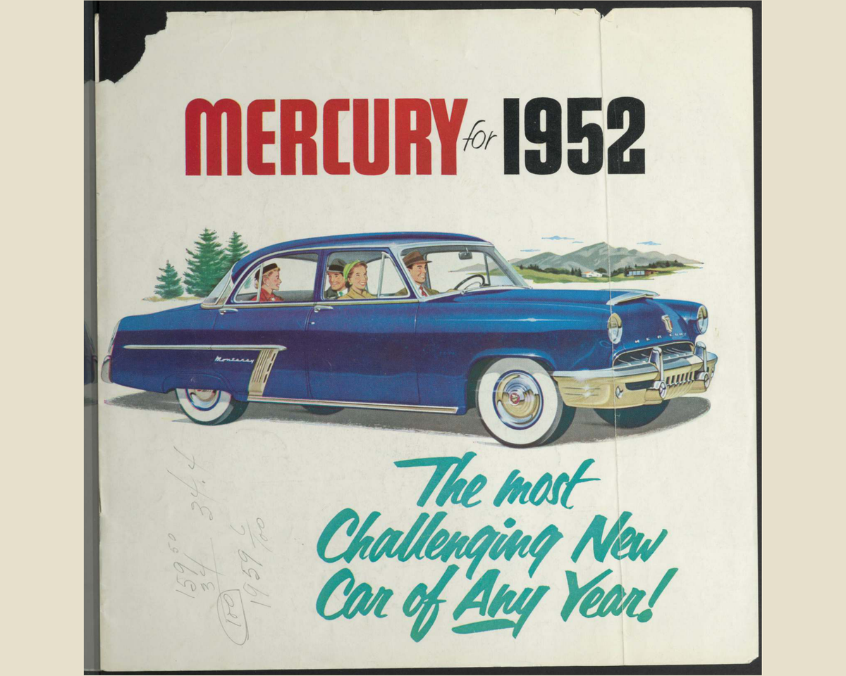 1952 Mercury Cars Brochure Page 1 0052-0007 — 16×20 proportions