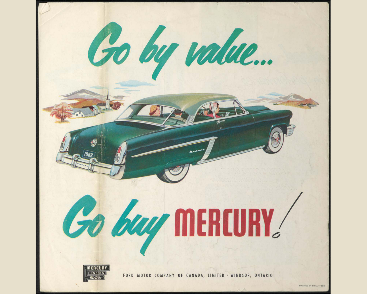 1952 Mercury Cars Brochure Page 16 0052-0010 — 16×20 proportions