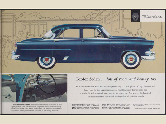 1954 Ford Car Line Brochure Page 7 0054-0011 — 18×24 proportions