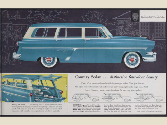 1954 Ford Car Line Brochure Page 13 0054-0017 — 18×24 proportions