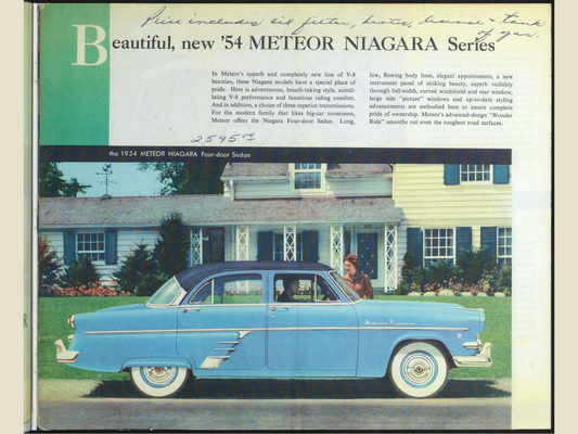 1954 Meteor Cars Brochure Page 5 0054-0029 — 18×24 proportions