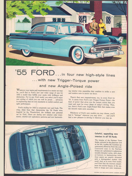 1955 Ford Car Line Brochure Page 2 0055-0005 — 18×24 proportions