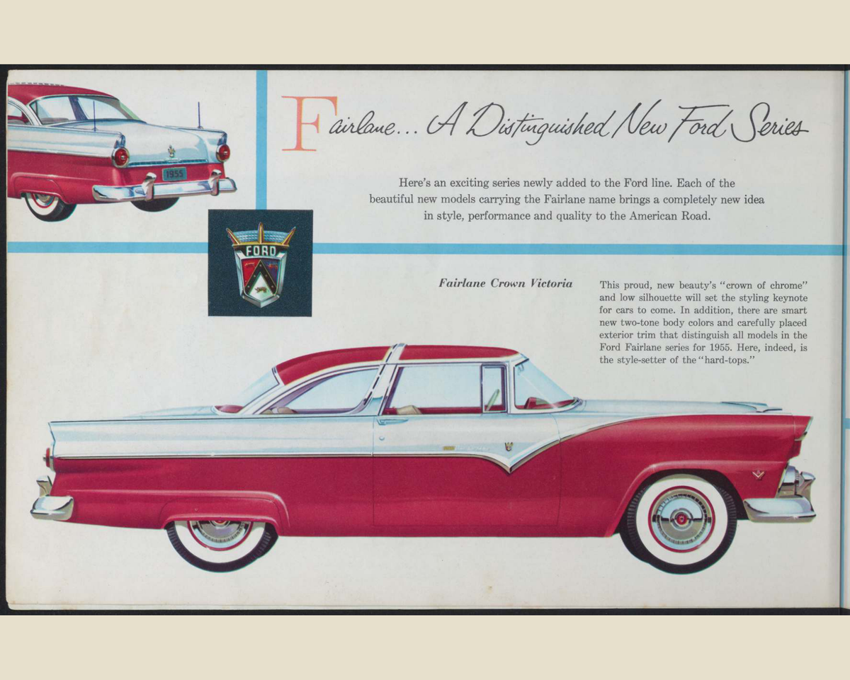 1955 Ford Car Line Brochure Page 4 0055-0008 — 16×20 proportions