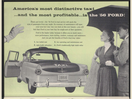 1956 Ford Taxi Brochure Page 2 0056-0026 — 18×24 proportions