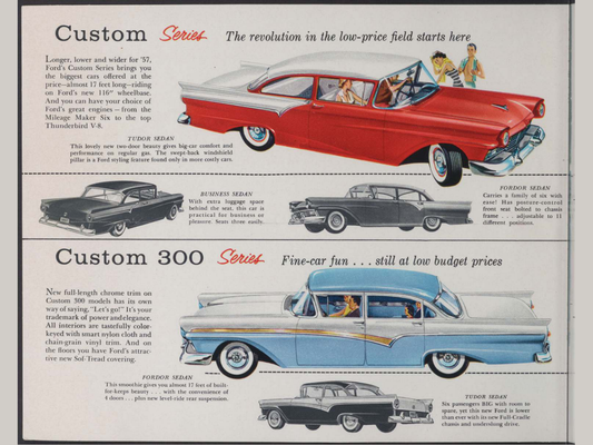 1957 Ford Car Line Brochure Page 3 0057-0015 — 18×24 proportions