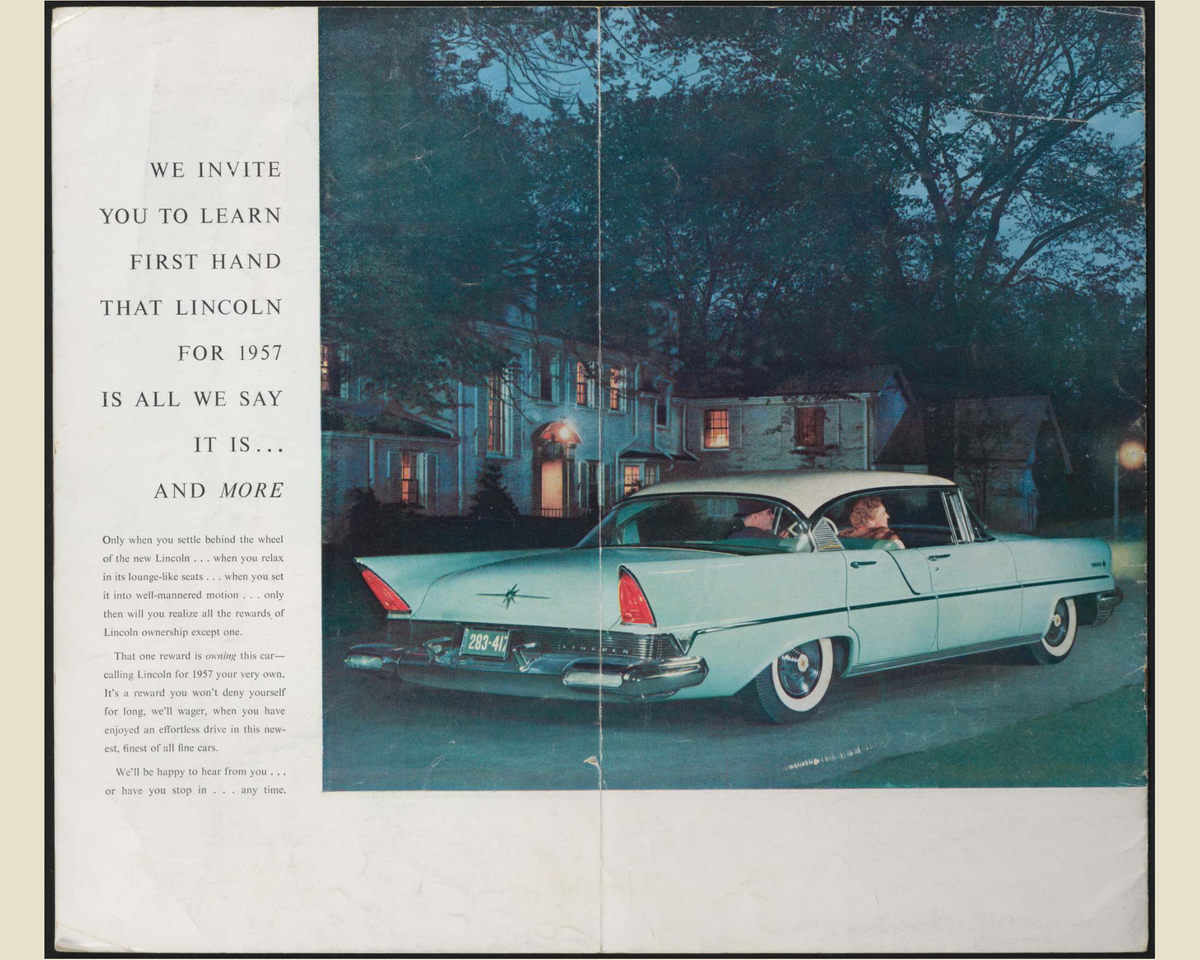 1957 Lincoln Premiere Brochure Page 12 0057-0017 — 16×20 proportions