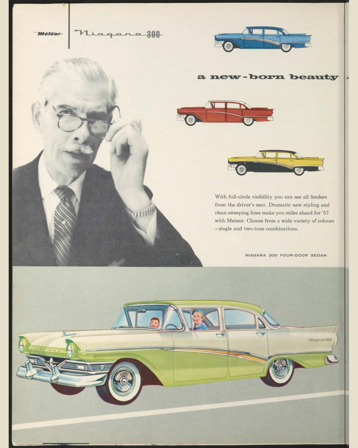1957 Meteor Cars Brochure Page 14 0057-0051 — 16×20 proportions