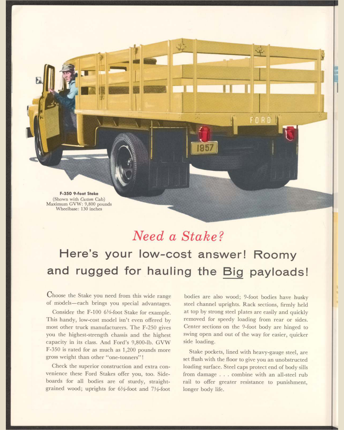 1957 ford f series light duty trucks Brochure Page 10 0057-0063 — 16×20 proportions