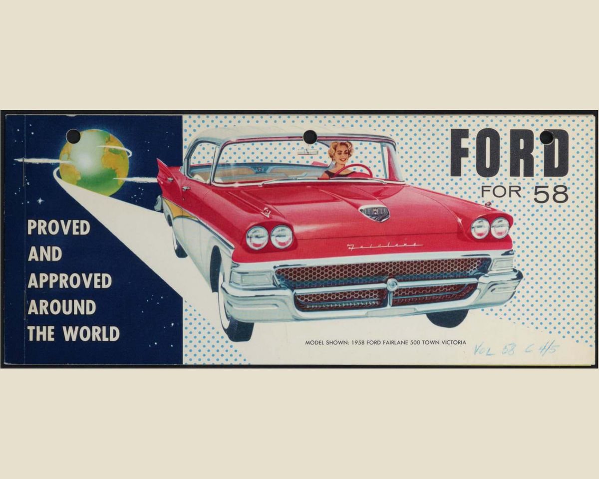 1958 Ford Car Line Brochure Page 1 0058-0000 — 16×20 proportions