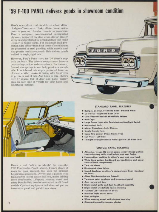 1959 Ford Light Duty F Series trucks Brochure Page 6 0059-0029 — 18×24 proportions