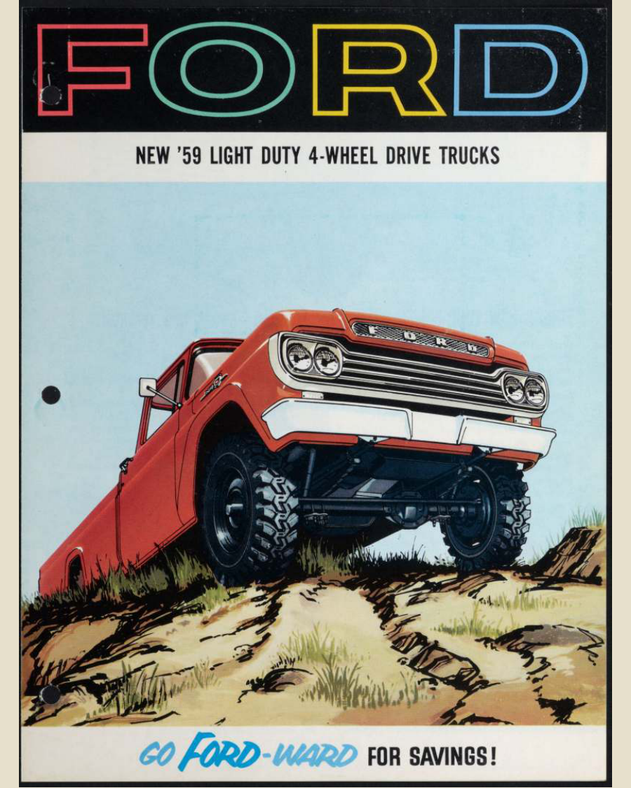 1959 Ford Light Duty 4 Wheel Drive Trucks Brochure Page 1 0059-0033 — 16×20 proportions
