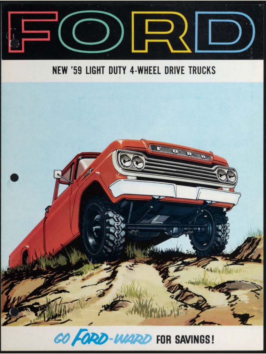 1959 Ford Light Duty 4 Wheel Drive Trucks Brochure Page 1 0059-0033 — 18×24 proportions