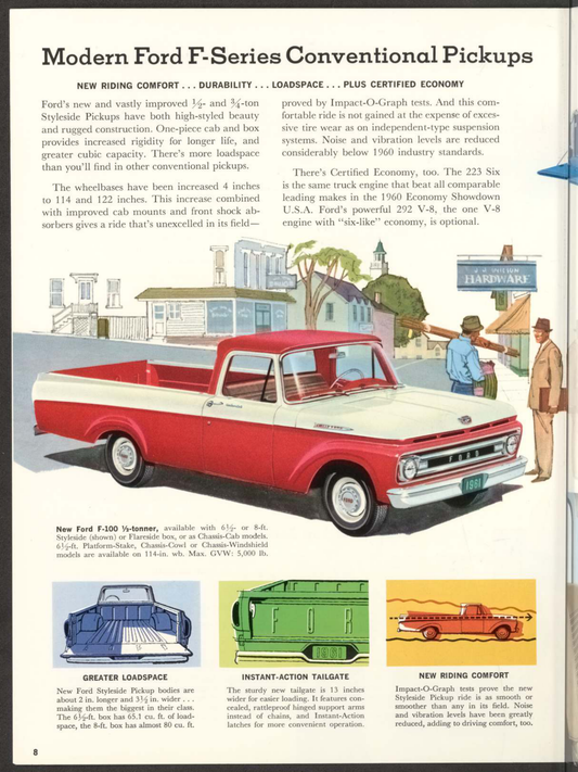 1961 ford pickup trucks Brochure Page 8 0061-0028 — 18×24 proportions
