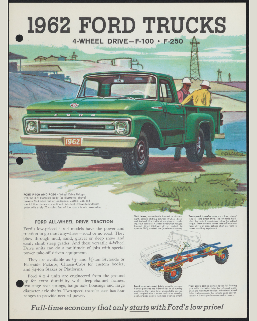 1962 Ford F-100 And F-250 Brochure Page 1 0062-0011 — 16×20 proportions