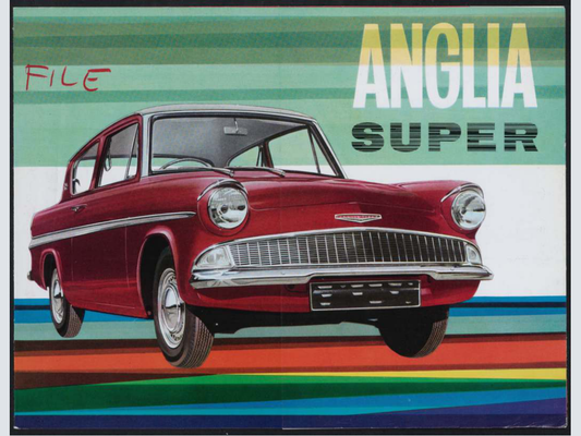 1963 Ford Anglia Super Brochure Page 1 0063-0035 — 18×24 proportions