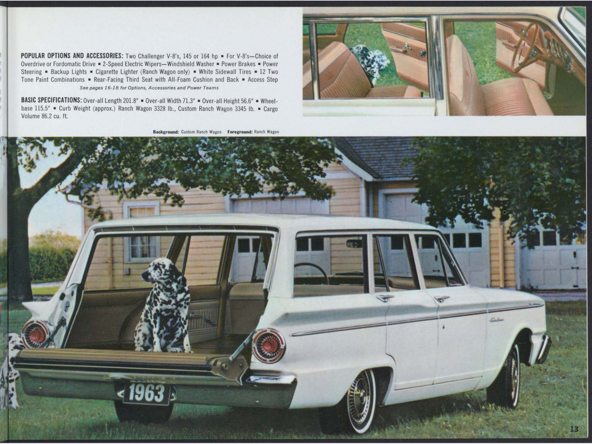 1963 Ford Fairlane Brochure Page 13 0063-0038 — 18×24 proportions