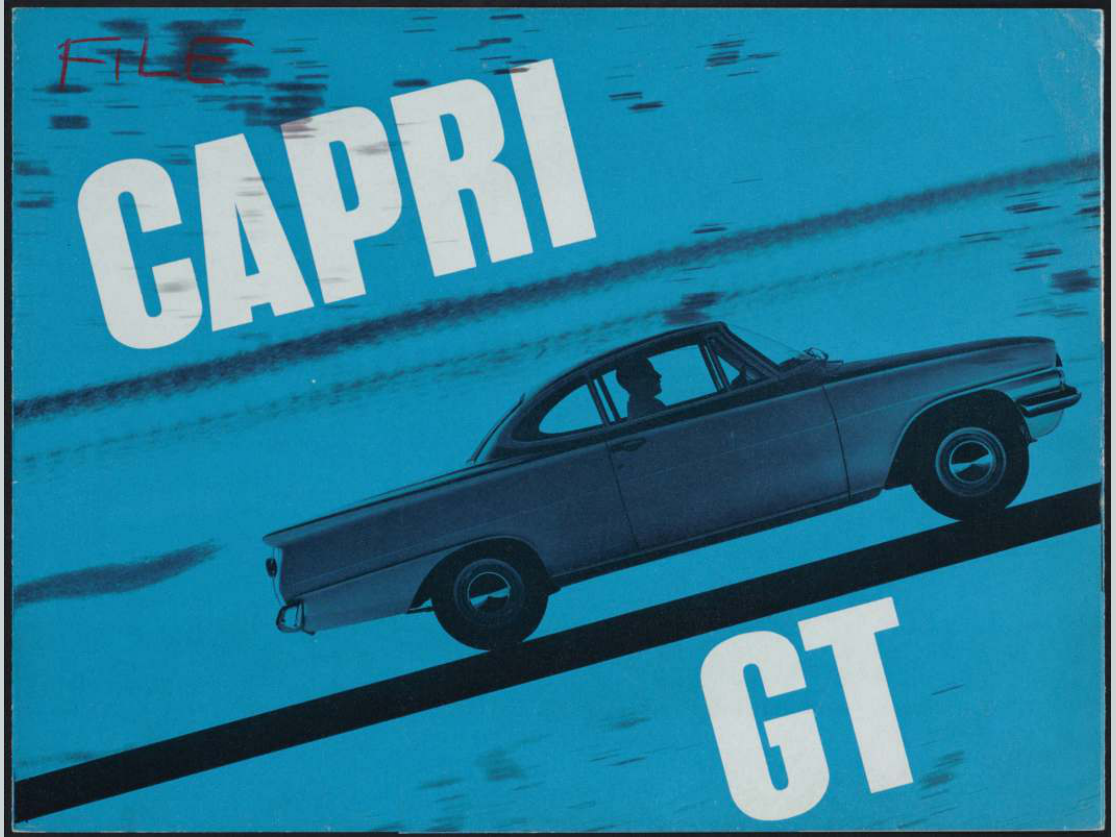 1964 Ford Capri GT Brochure Page 1 0064-0005 — 18×24 proportions