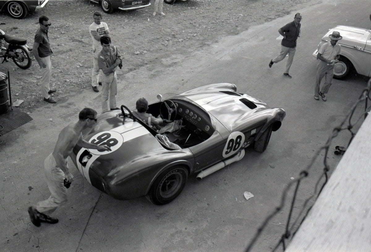 1964 Cobra number 98 overhead view — Nassau — 0064-0032