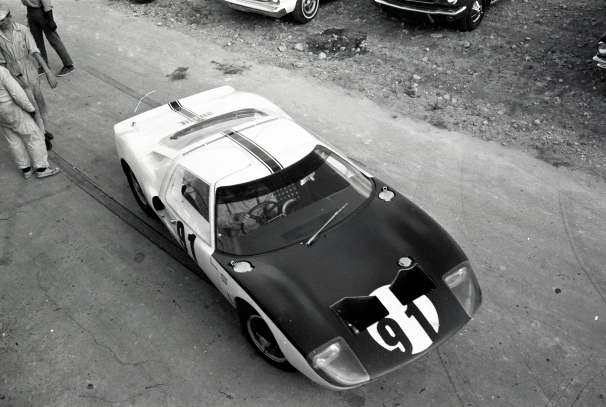 1964 Ford GT40 number 91 overhead view — Nassau — 0064-0035