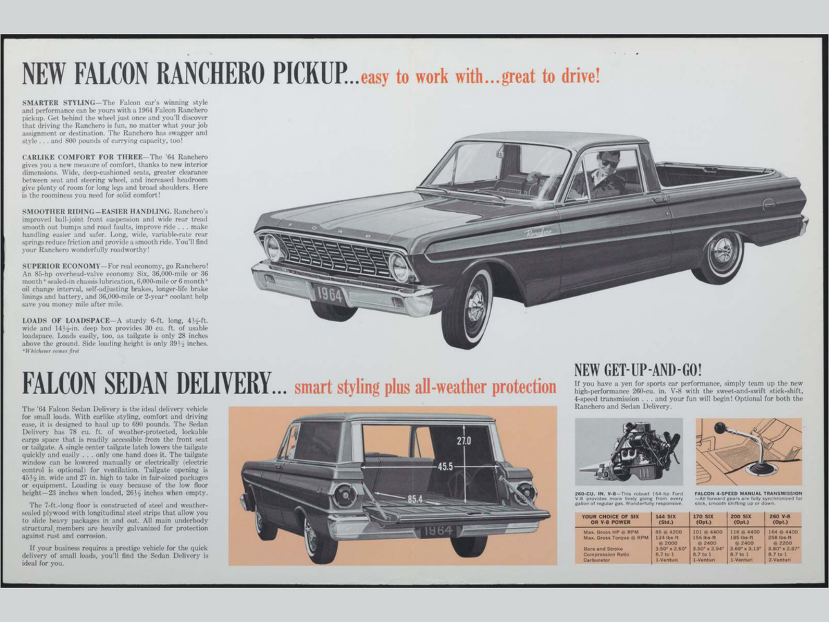 1964 Ford Falcon Ranchero Brochure Page 2 0064-0052 — 18×24 proportions