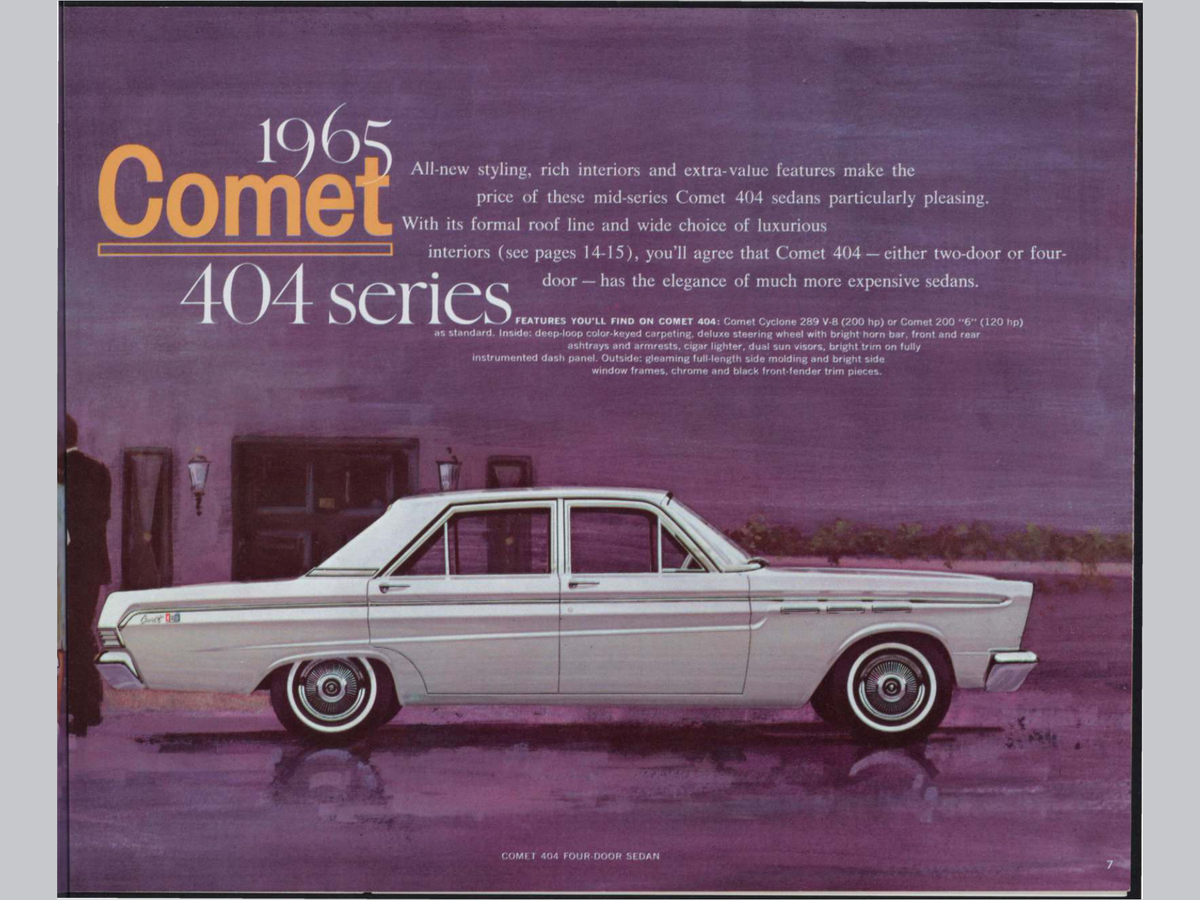 1965 Mercury Comet Brochure Page 7 0065-0018 — 18×24 proportions
