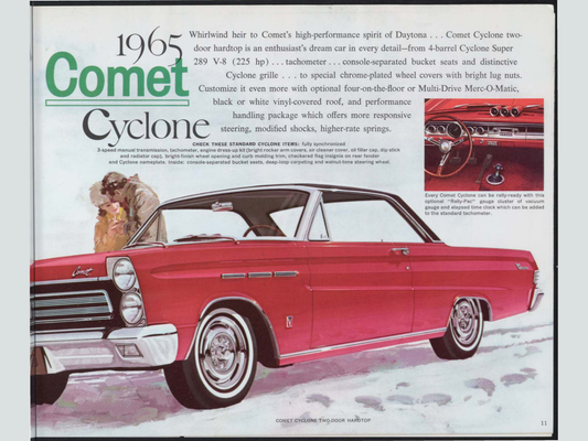 1965 Mercury Comet Brochure Page 11 0065-0022 — 18×24 proportions