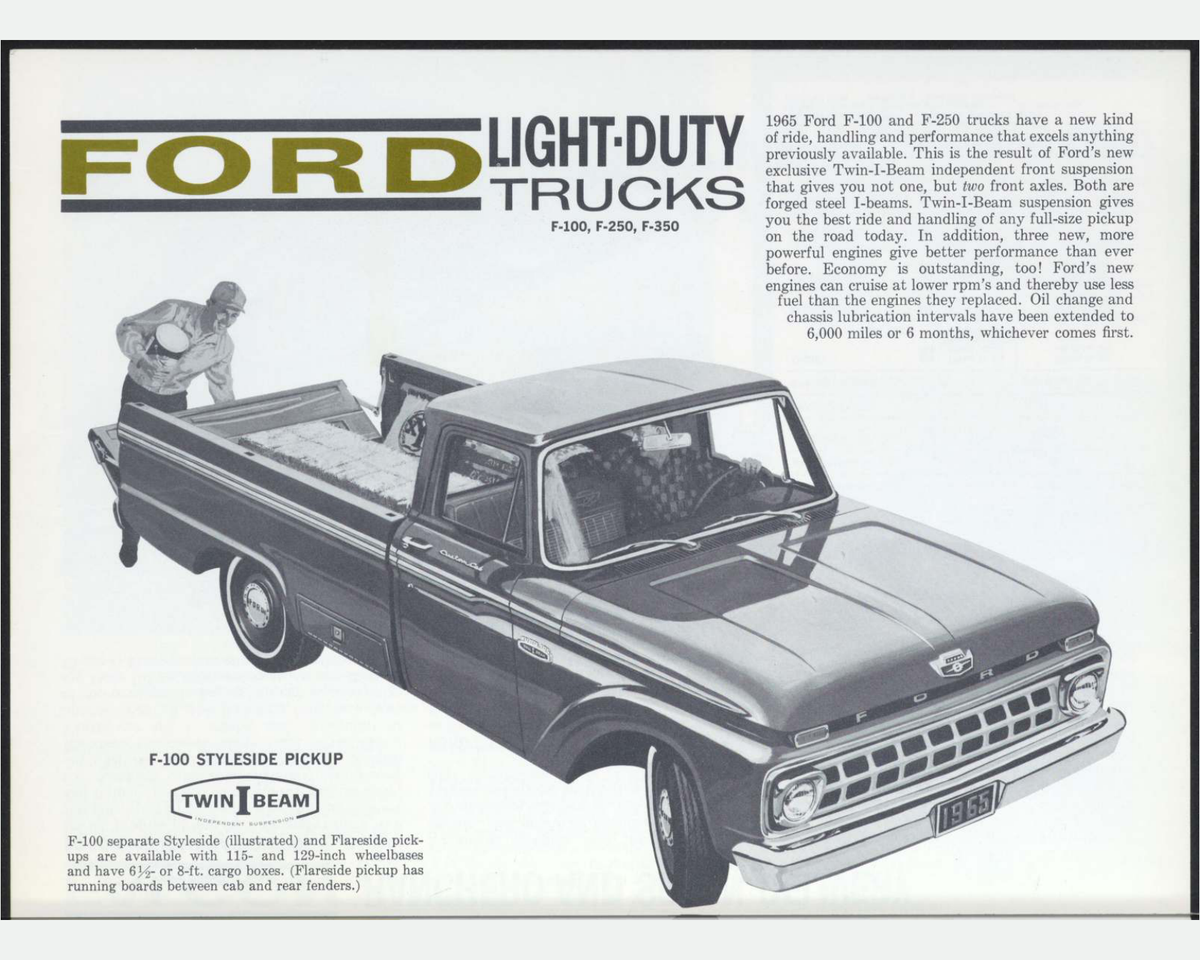 1965 Ford Trucks Full Line Catalog Brochure Page 4 0065-0026 — 16×20 proportions