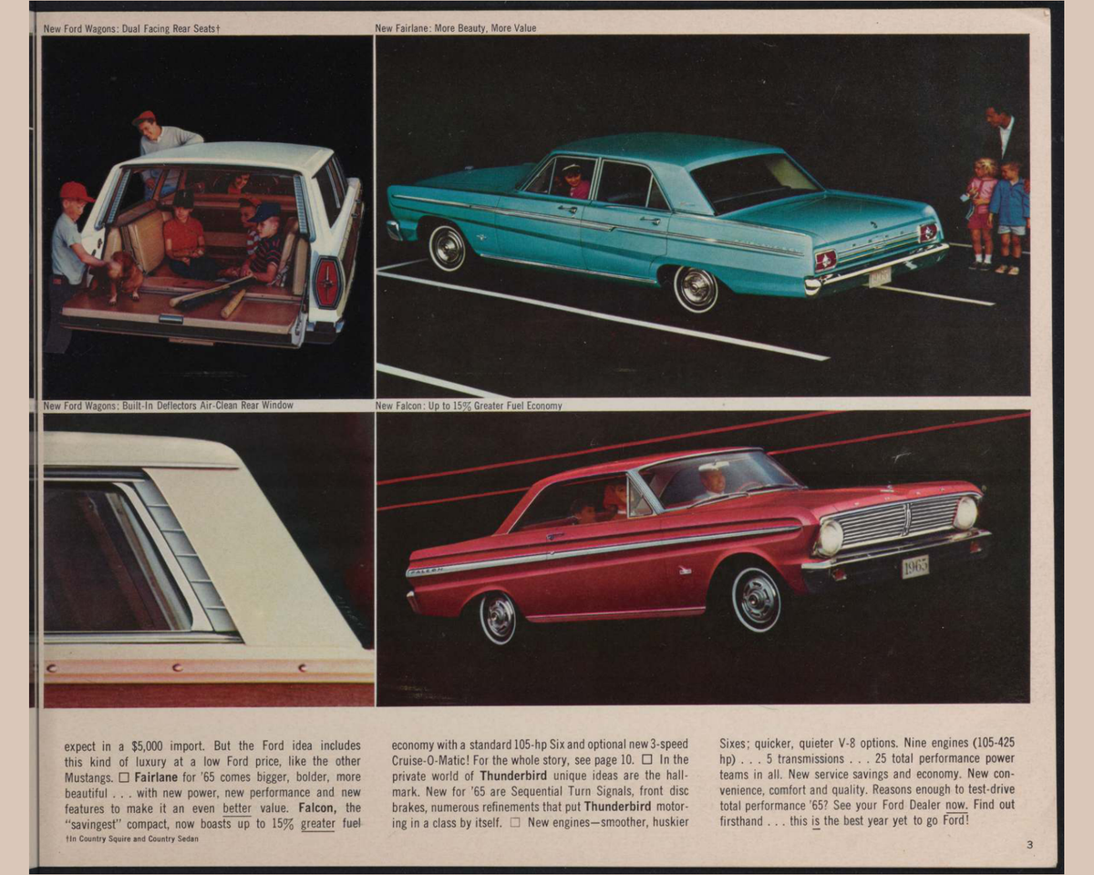 1965 Ford Car Lineup Brochure Page 3 0065-0035 — 16×20 proportions