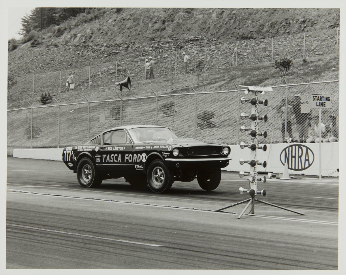 1965 — Ford Mustang Driven by Bill Lawton at NHRA Spring Nationals at Bristol Dragway, June 1965 — View 1 — Fordimages 0065-0067; source THF233527