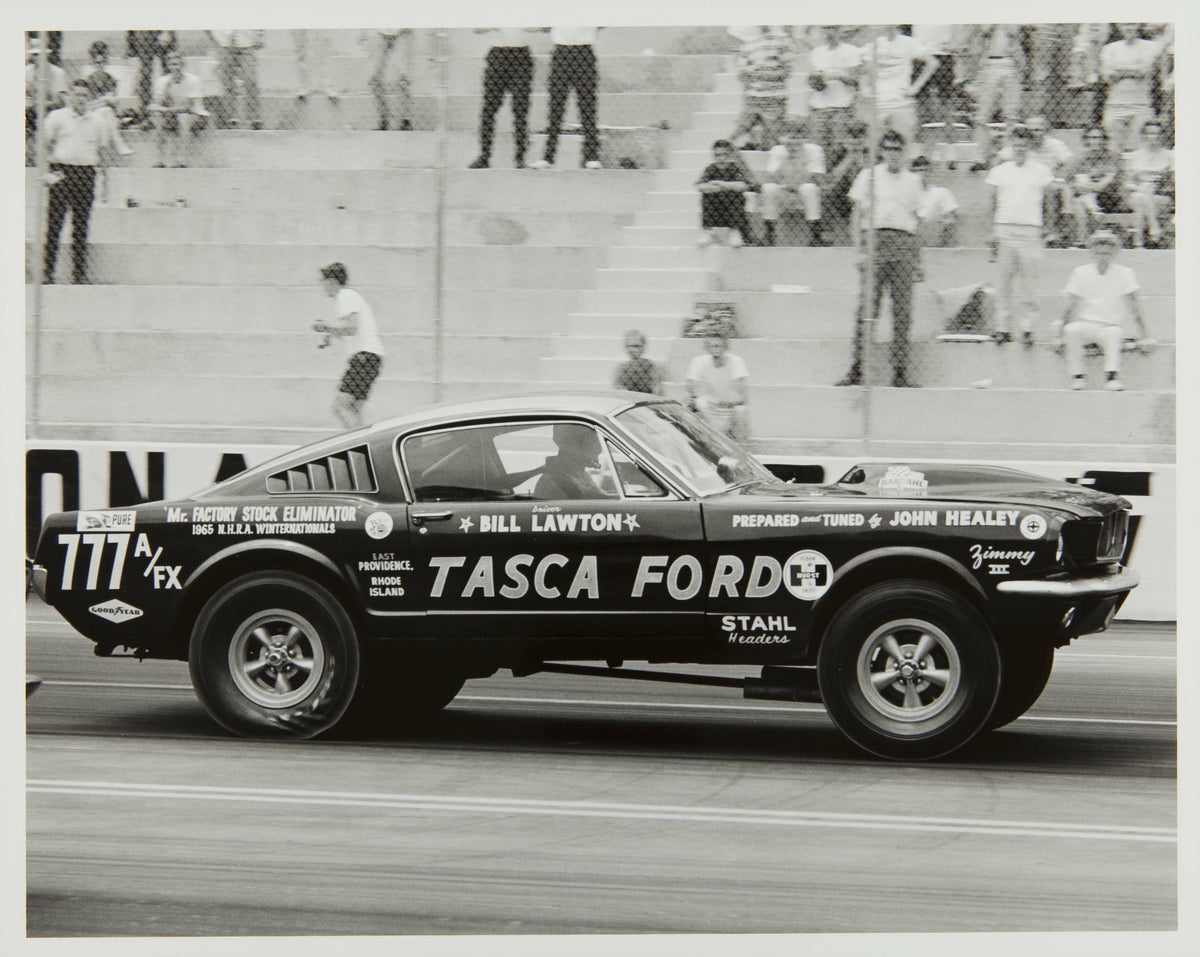 1965 — Ford Mustang Driven by Bill Lawton at NHRA Spring Nationals at Bristol Dragway, June 1965 — View 2 — Fordimages 0065-0069; source THF233537