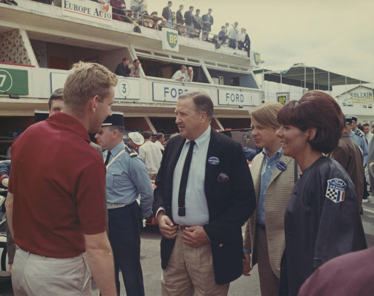 1966 — Henry Ford II and Edsel Ford II at the 24 Hours of Le Mans Race, June 1966 — Fordimages 0066-0003; source THF126061