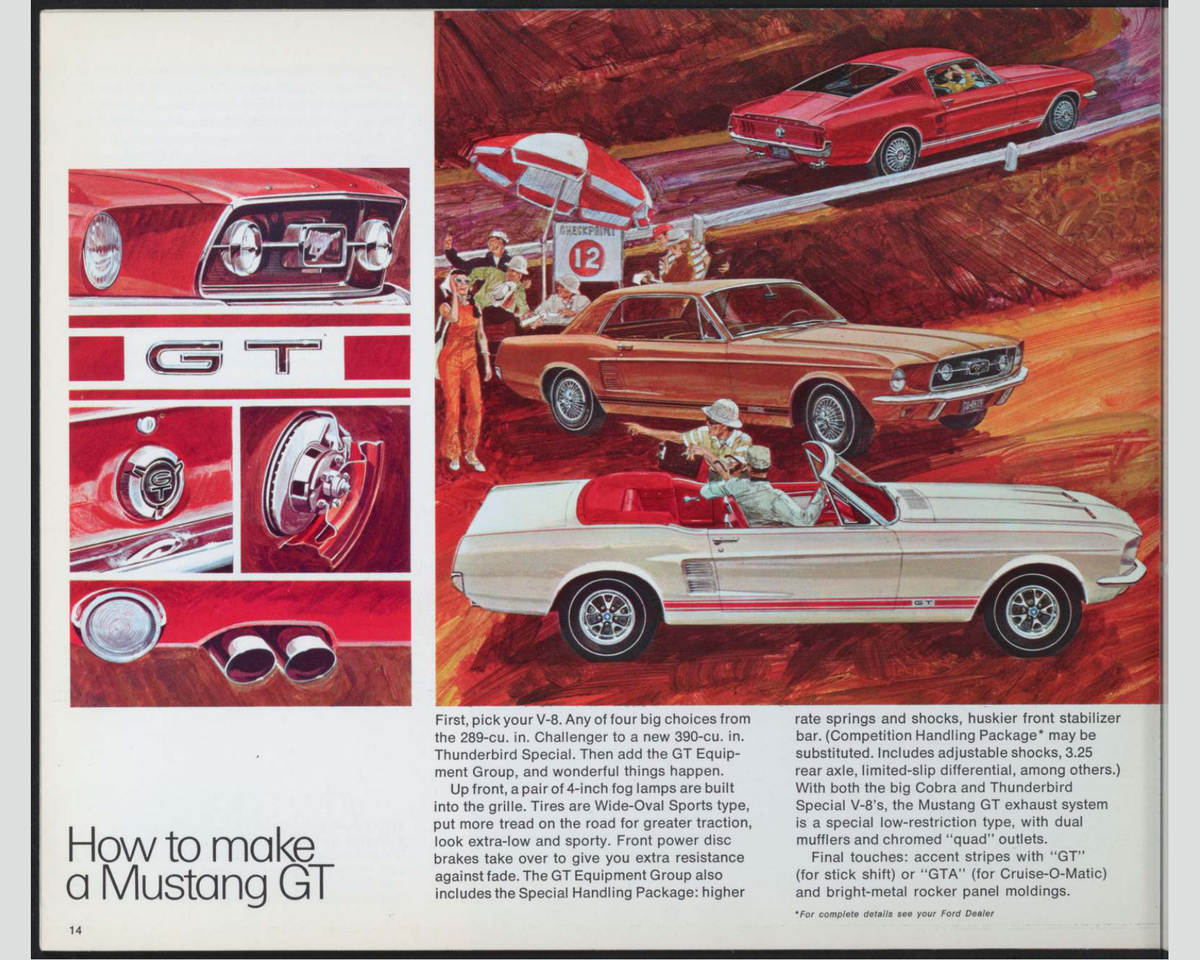 1967 Ford Mustang Brochure Page 14 0067-0001 — 16×20 proportions