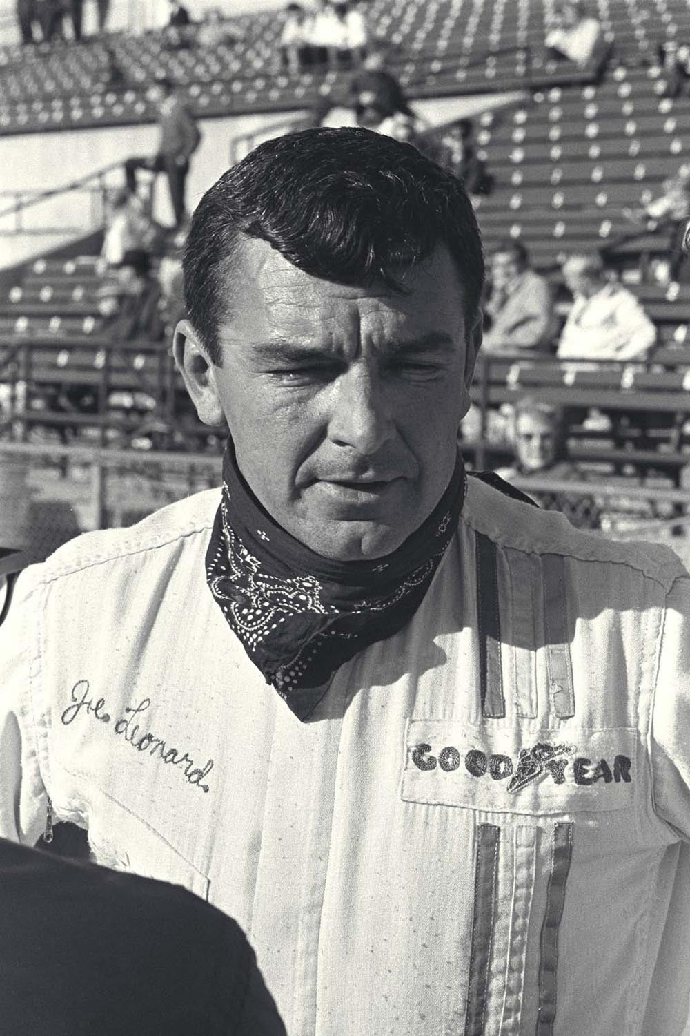 Ford Motor Company archival image documenting 1967 Indianapolis 500 Indiana Joe Leonard head shot.