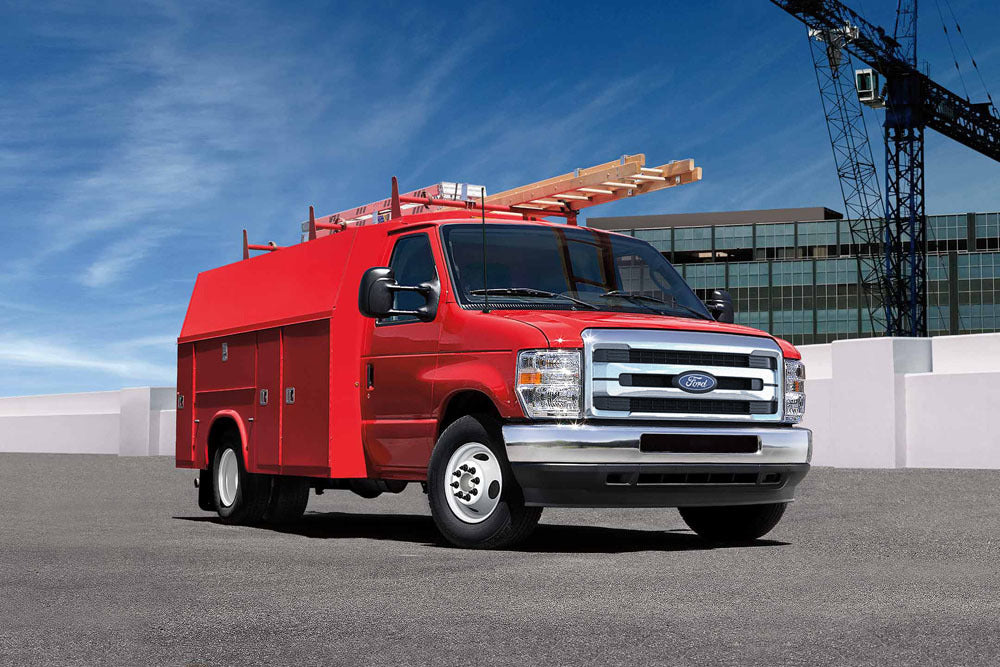 Official Ford Motor Company image of the 2026 Ford E-Series commercial platform.