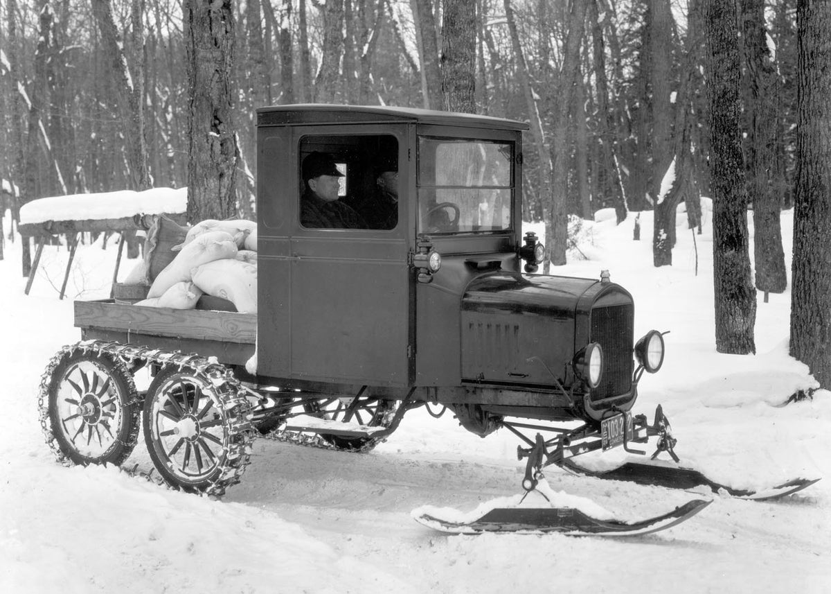 Ford Motor Company archival image documenting Ford Model T Snowmobile 02 16 1926.