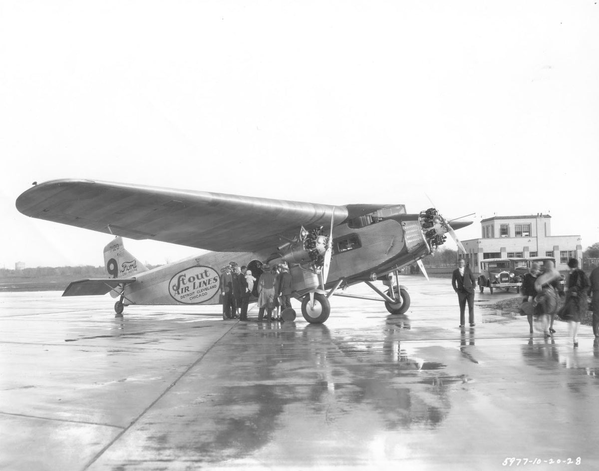 Original archival image documenting Ford Tri Motor Ford Airport 10 20 1928.