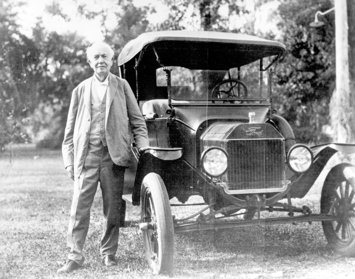Original archival image documenting Thomas Edison Model T 1928.