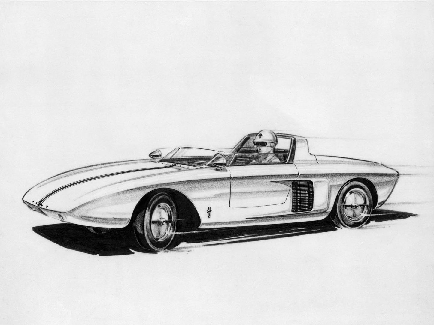 1962 Ford Mustang I styling sketch 0400-8552