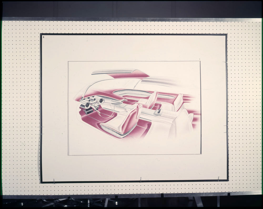 1958 Ford concept car interior rendering 0401-6981