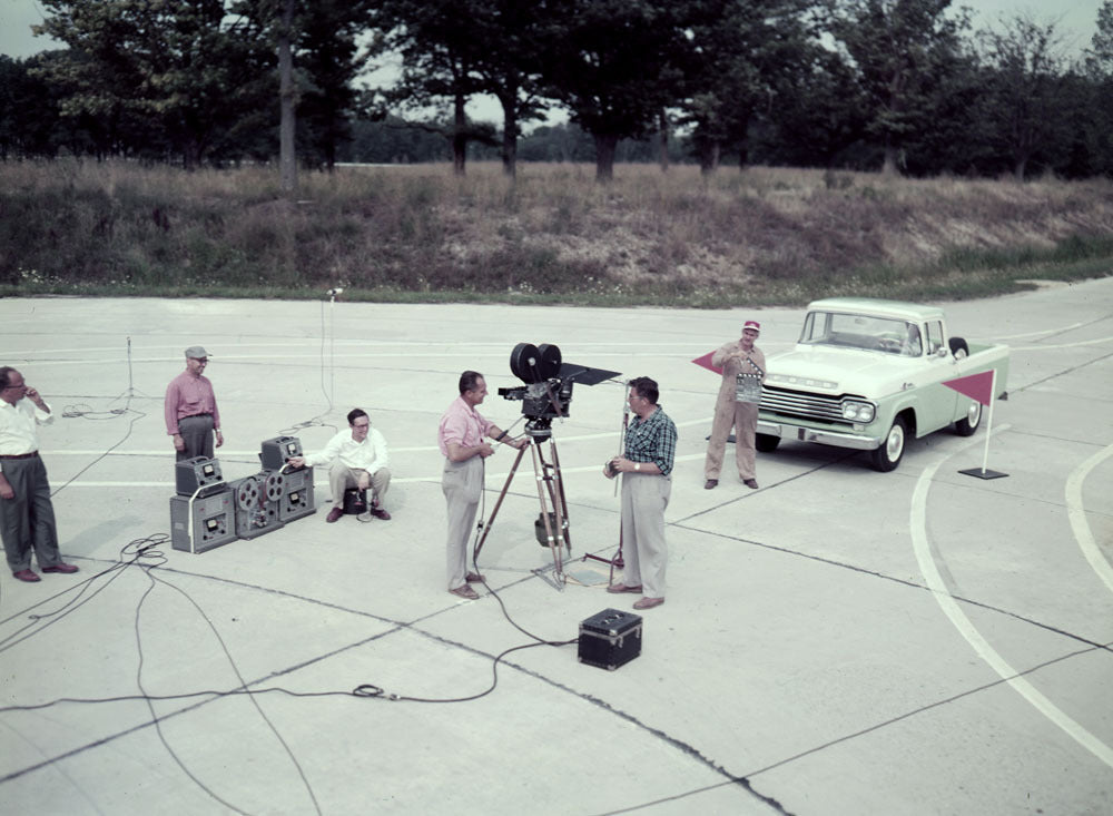 1958 Ford Romeo Test Track filming a 3 D movie for 0401-7040