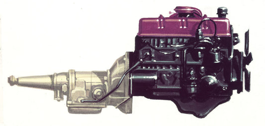 1959 Ford six cylinder engine art work 0401-7173