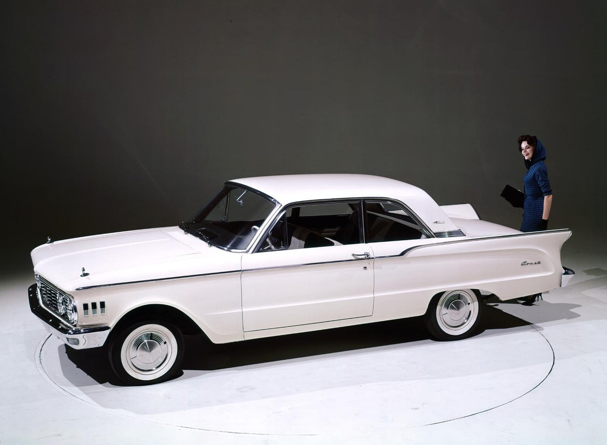 Original archival image documenting 1961 Mercury Comet two door sedan.