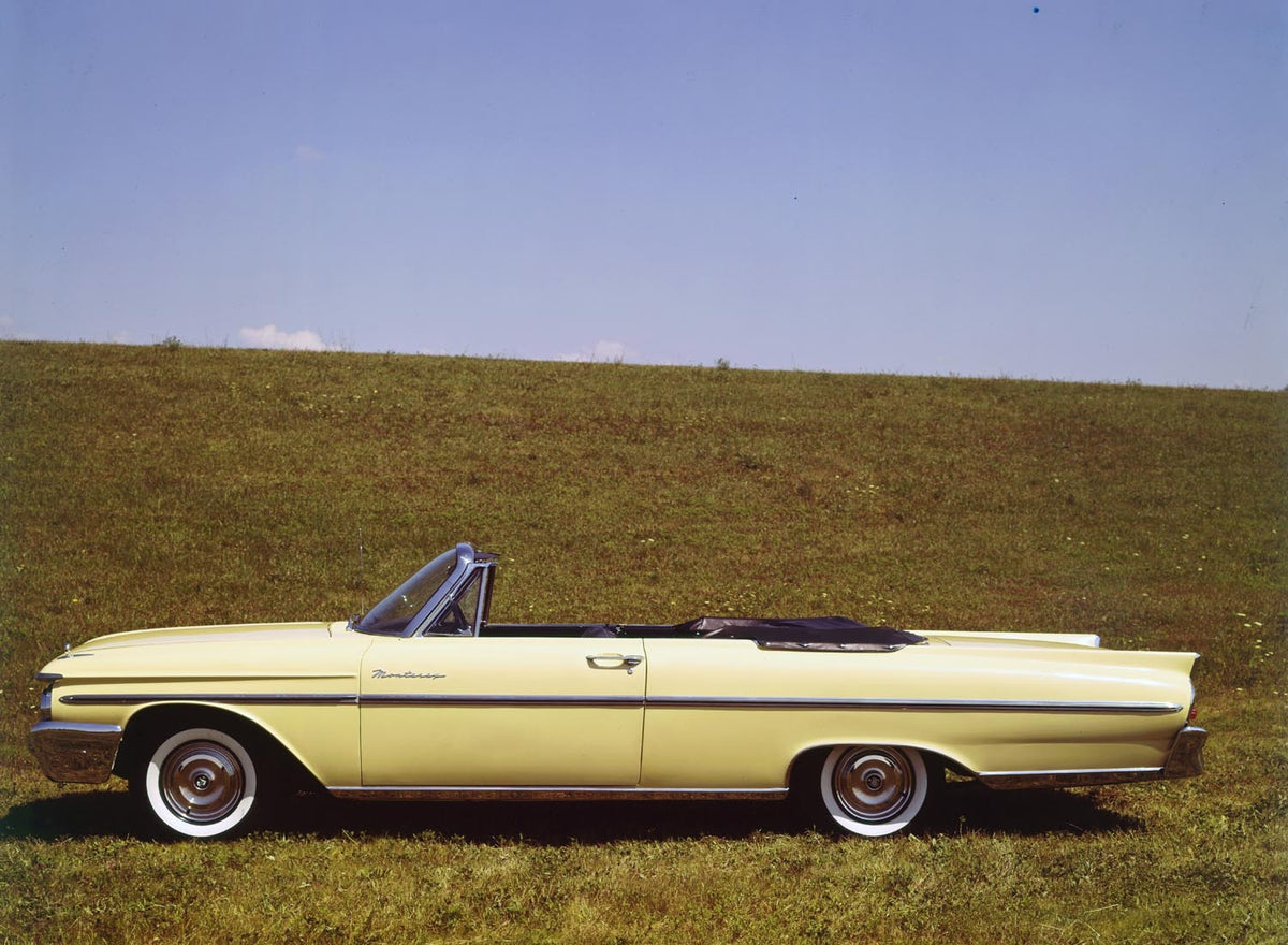 Original archival image documenting 1961 Mercury Monterey convertible.