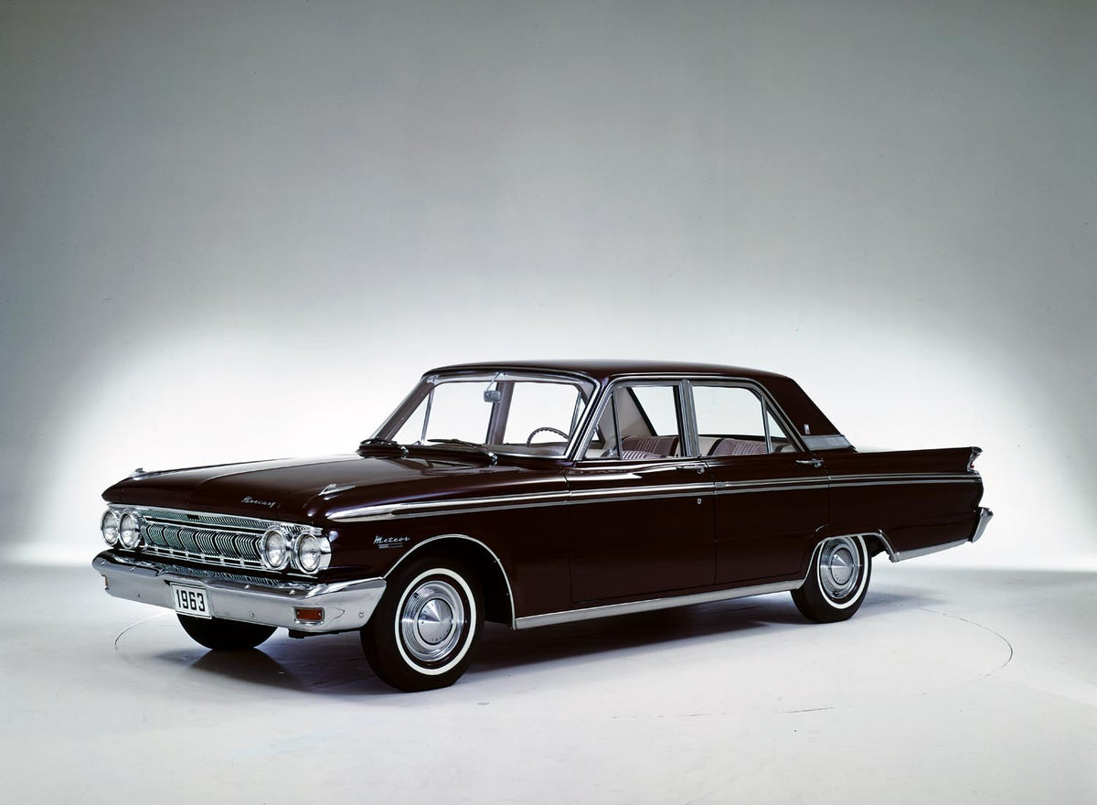 Ford Motor Company archival image documenting 1963 Mercury Meteor four door sedan.