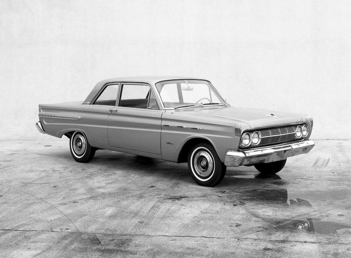 Ford Motor Company archival image documenting 1964 Mercury Comet 202 two door sedan.