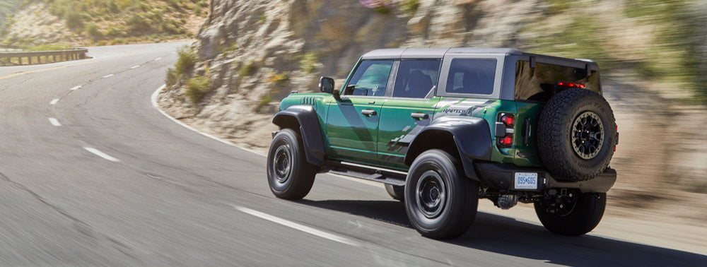 2022 Ford Bronco Raptor on road Eruption Green 0404-7213
