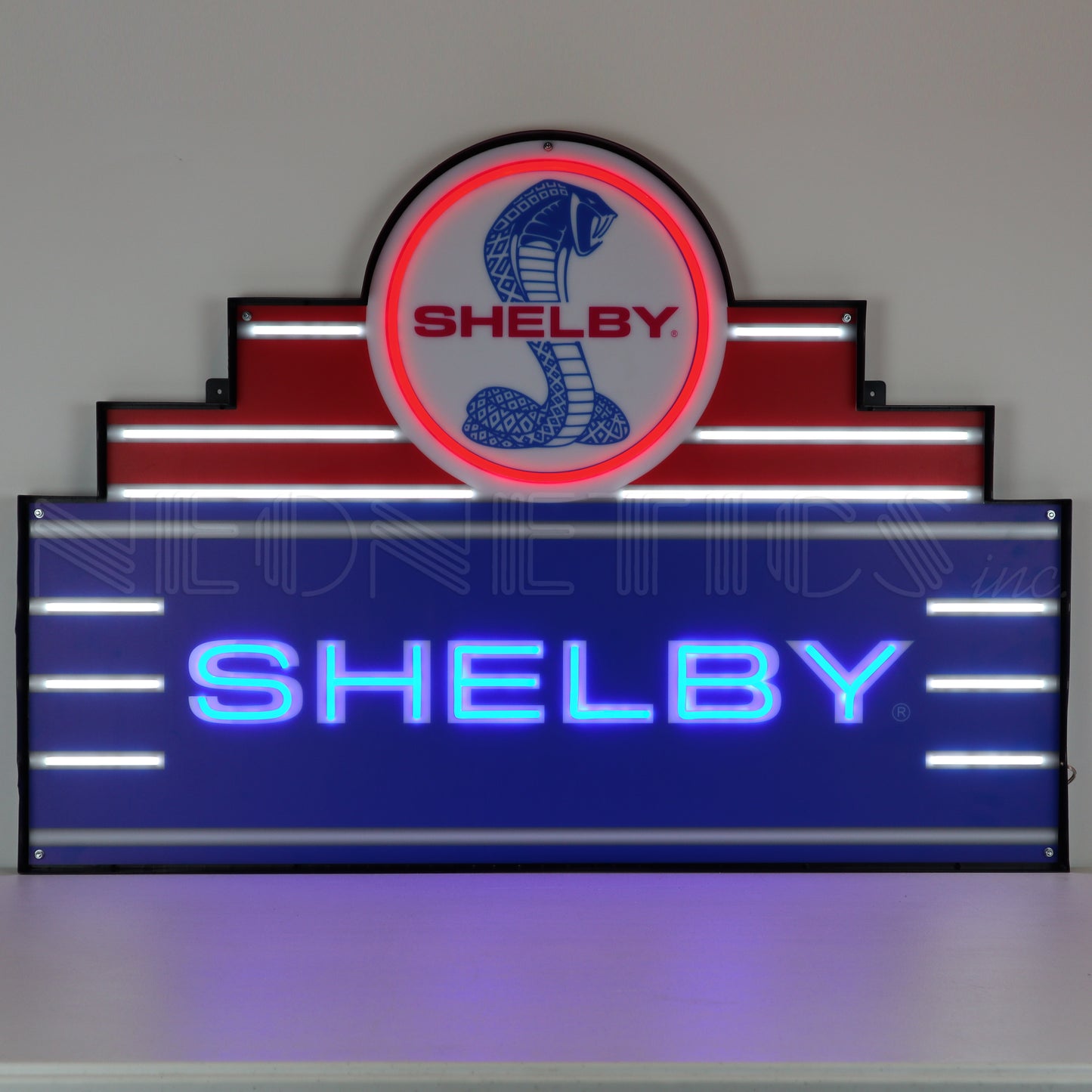 ART DECO MARQUEE SHELBY LED FLEX-NEON SIGN IN STEEL CAN 29ADSHL