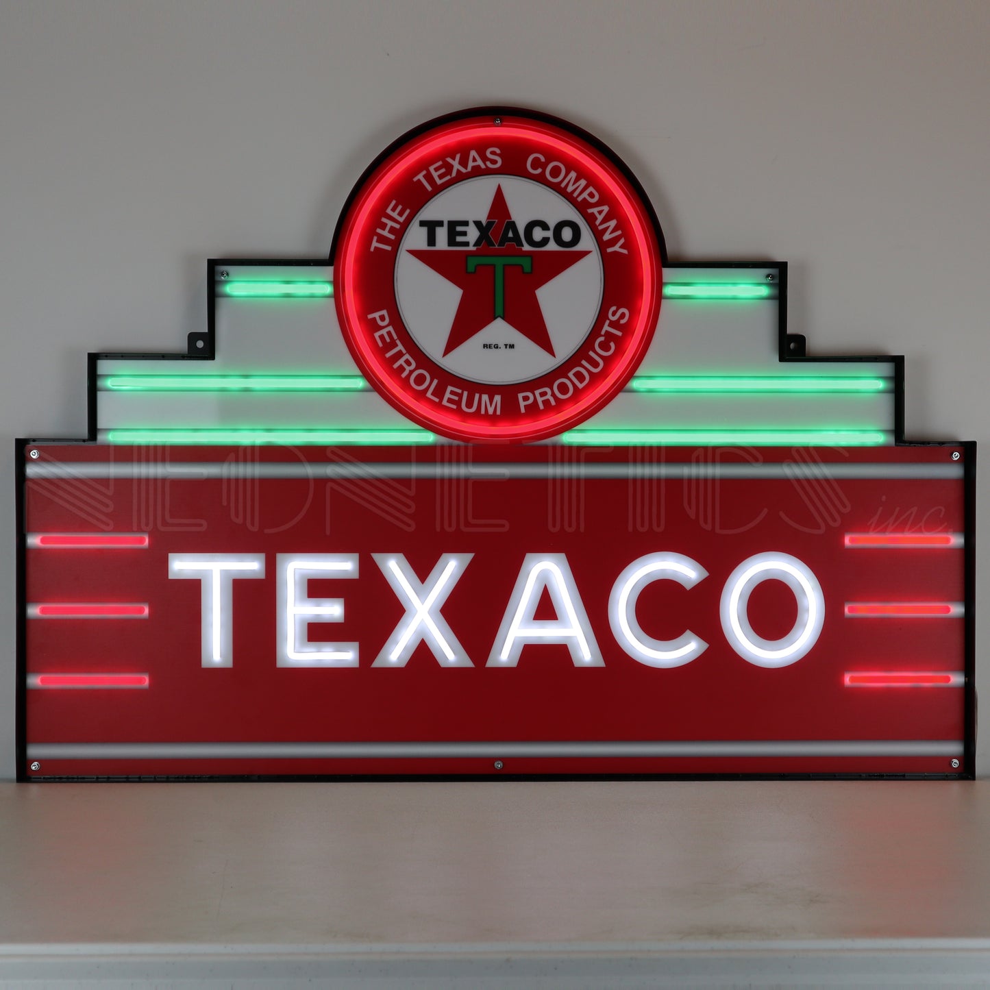 ART DECO MARQUEE TEXACO LED FLEX-NEON SIGN IN STEEL CAN 29ADTEX